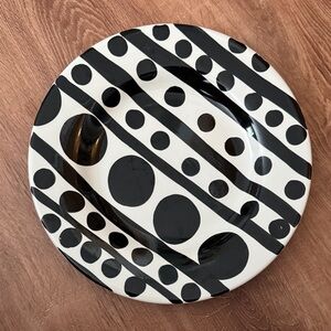 Black and White Polka Dot Decorative Plate 11 inches
